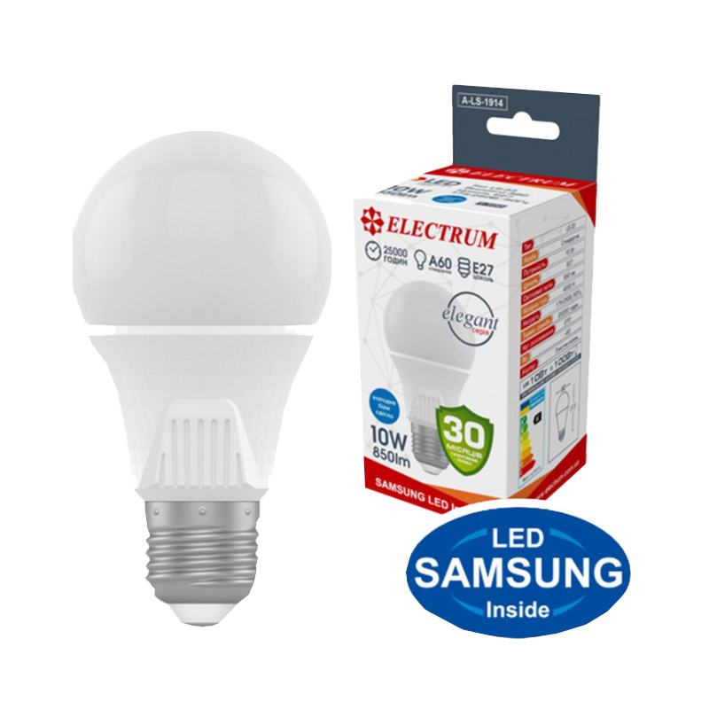 Лампа світлодіодна Electrum A60, 10Вт, E27, 4000К (A-LS-1914)